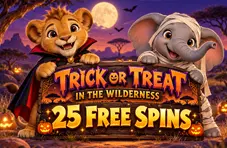 Springbok promotion artwork: Trick or Treat in the Wilderness – 25 free spins